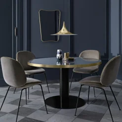 Mesa Gubi 2.0, Marble white, ø110, base negra