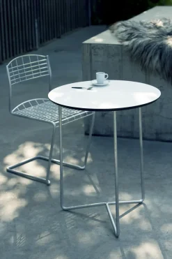 Mesa High Tech, Blanco-estructura galvanizada en caliente, Ø60 cm