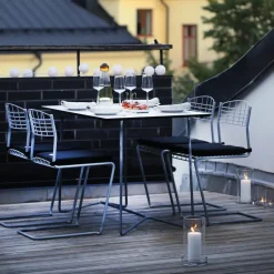 Mesa High Tech rectangular, Blanco-estructura galvanizada en caliente