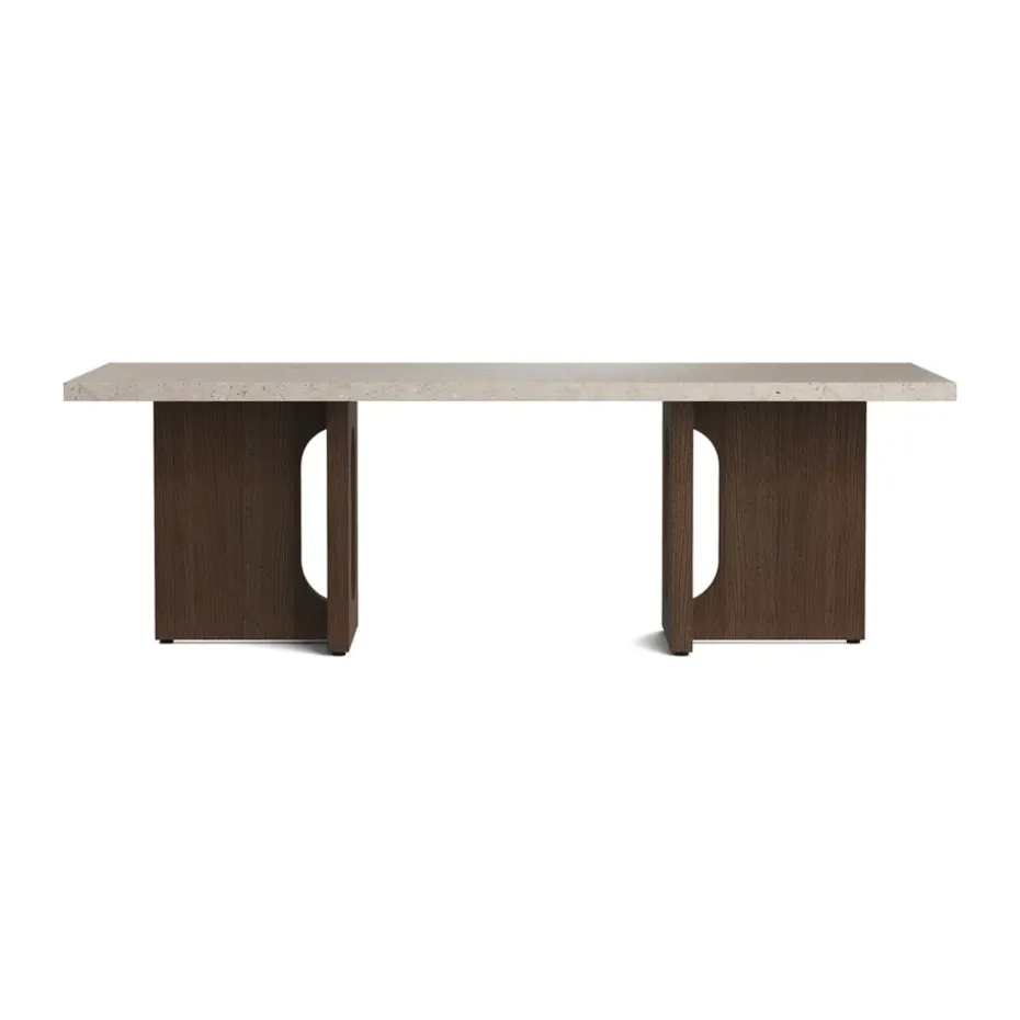 Mesa lounge Androgyne, Sand/kunis breccia, base de roble teñido de negro