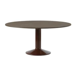 Mesa pedestal Midst, Dark oiled oak-dark red, Ø160 cm