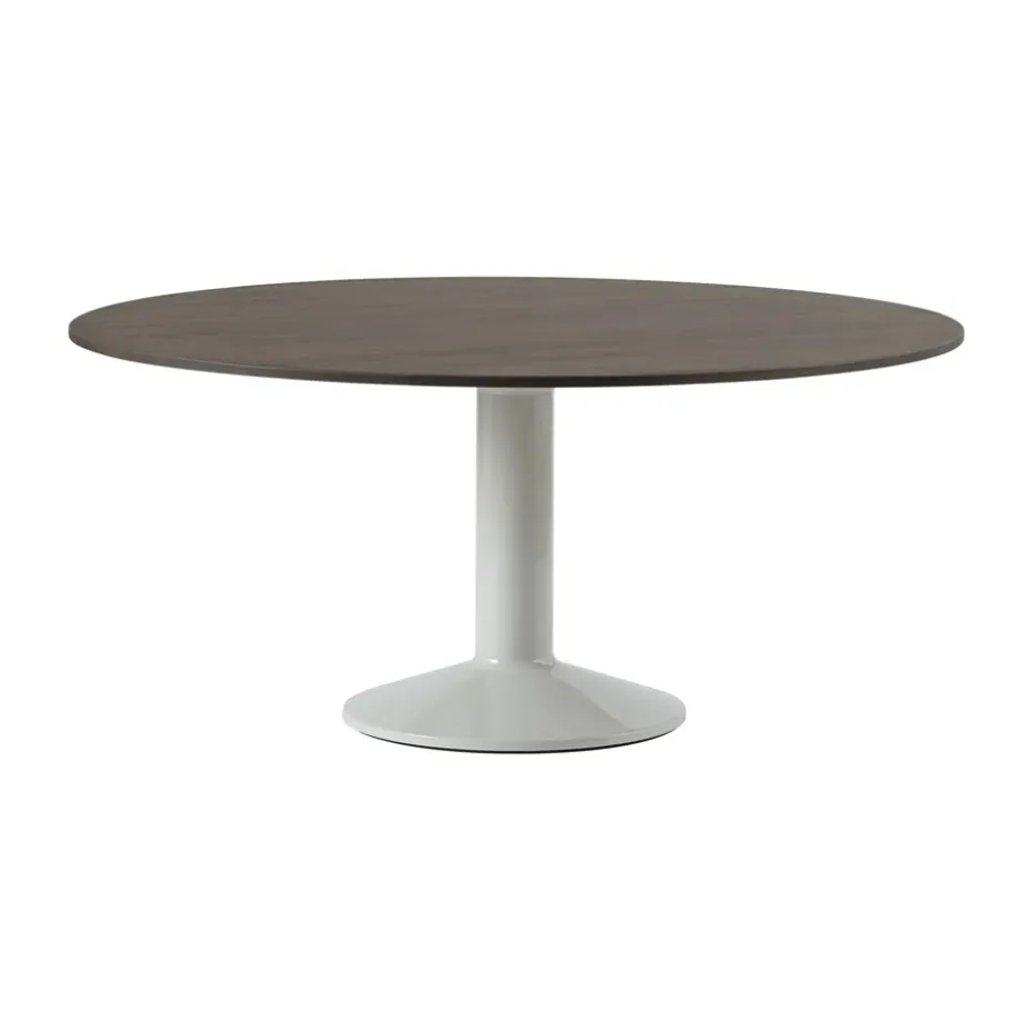 Mesa pedestal Midst, Dark oiled oak-grey, Ø160 cm