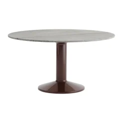Mesa pedestal Midst, Grey marble-dark red, Ø140 cm