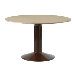 Mesa pedestal Midst, Oiled oak-dark red, Ø120 cm