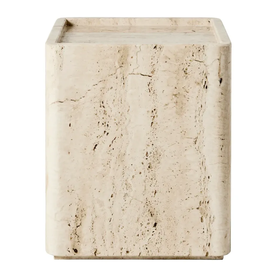 Mesa Pietra 33x33x40 cm, Neutral white travertine