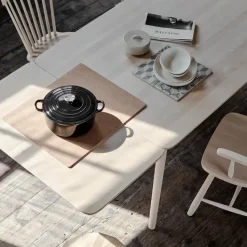 Mesa Prima Vista, Abedul claro lacado mate, 120cm, 1 tablero de extensión