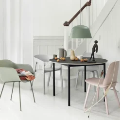 Mesa redonda Base Ø110 cm, White laminate-Plywood-White