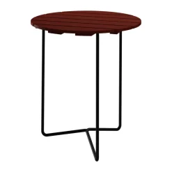 Mesa Table 6B, Roble lacado en rojo oscuro con base negra, Ø60 cm