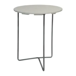 Mesa Table 6B, Roble lacado blanco-patas galvanizadas, Ø60 cm