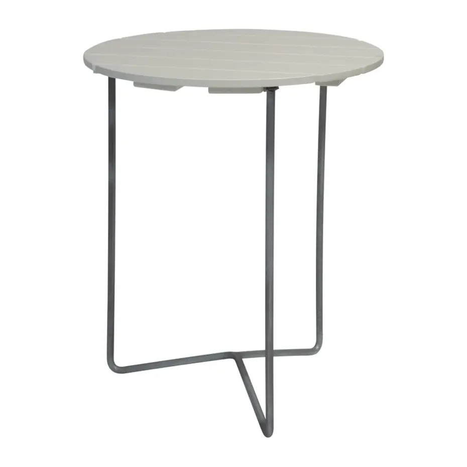 Mesa Table 6B, Roble lacado blanco-patas galvanizadas, Ø60 cm