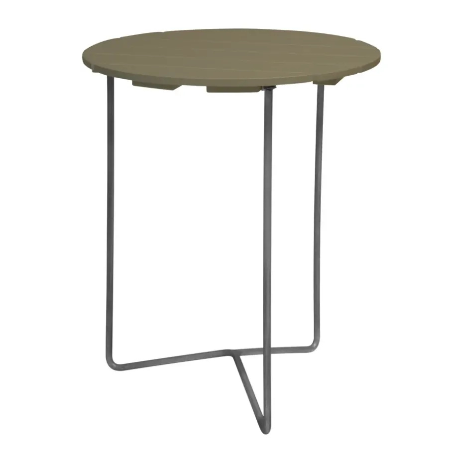 Mesa Table 6B, Verde claro roble-acero galvanizado, Ø60 cm