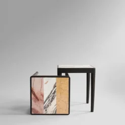 Mesa Tairu 38x38 cm striped, peach-Calacatta-Yellow