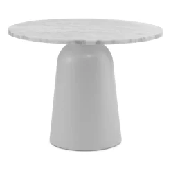 Mesa Turn ajustable Ø55 cm, mármol blanco
