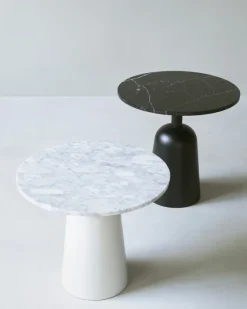 Mesa Turn ajustable Ø55 cm, mármol blanco