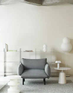 Mesa Turn ajustable Ø55 cm, mármol blanco