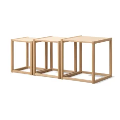 Mesas nido BM375, 3 piezas, Roble claro aceitado