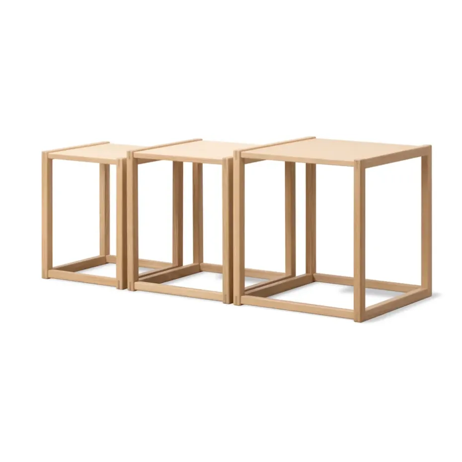 Mesas nido BM375, 3 piezas, Roble claro aceitado