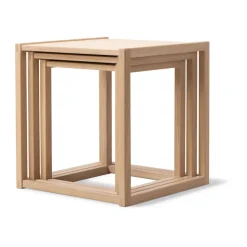 Mesas nido BM375, 3 piezas, Roble claro aceitado