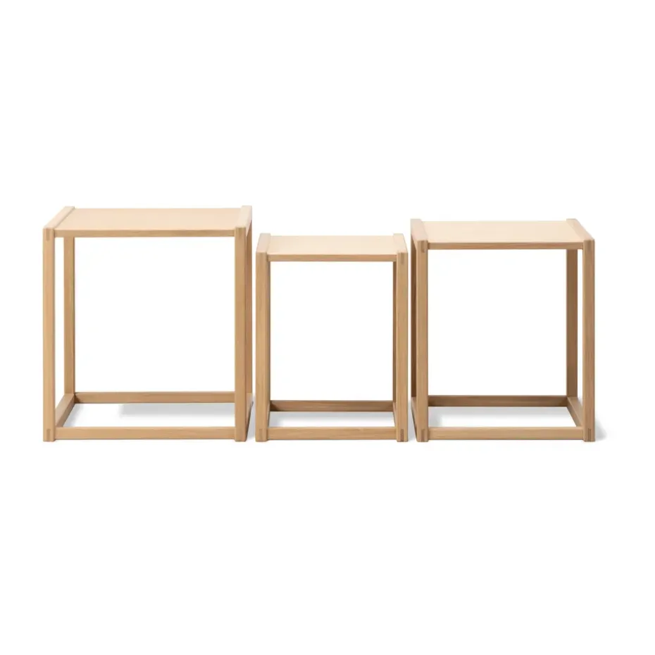 Mesas nido BM375, 3 piezas, Roble claro aceitado