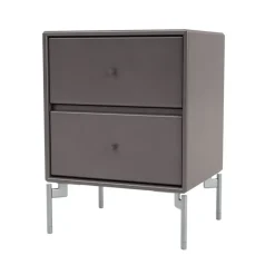 Mesilla de noche Drift, Coffee 35, patas de cromo