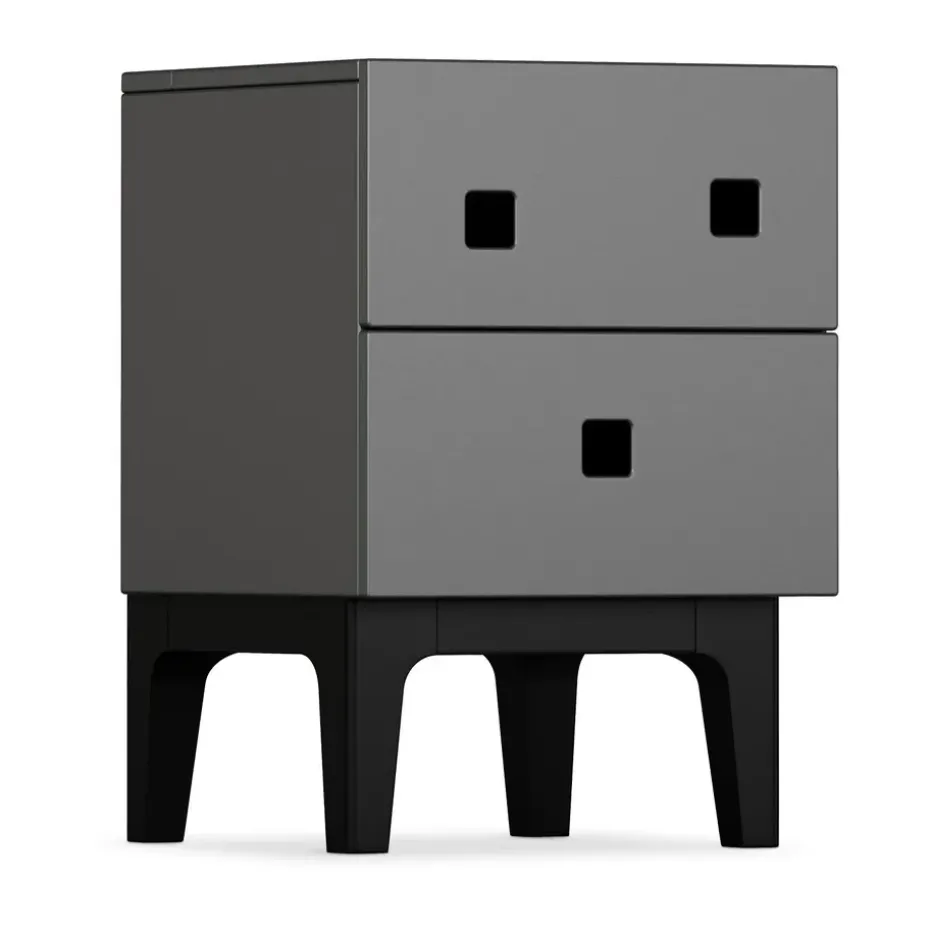 Mesilla de noche Peep S1, Slate grey, lacado negro