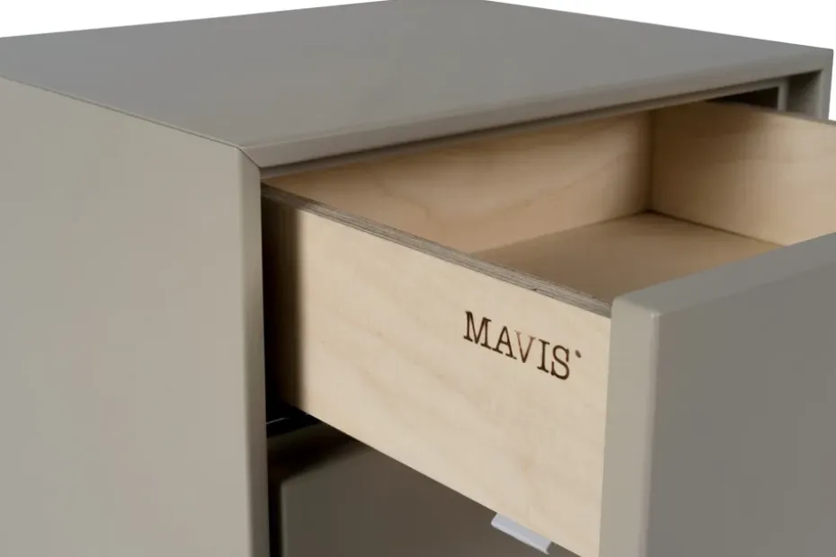 Mesita de noche suspendida Volt , Beige-acero inoxidable