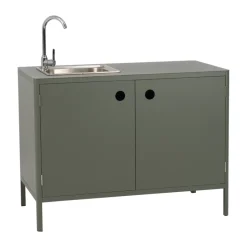 Mueble bajo de cocina exterior Kelia con fregadero, Nordic green, 121x90x64