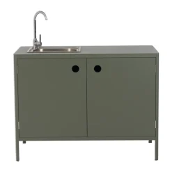 Mueble bajo de cocina exterior Kelia con fregadero, Nordic green, 121x90x64