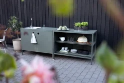 Mueble bajo de cocina exterior Kelia con fregadero, Nordic green, 121x90x64