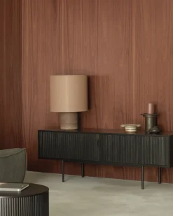 Mueble para TV Roller Max, Lackad teak-negro-2 puertas