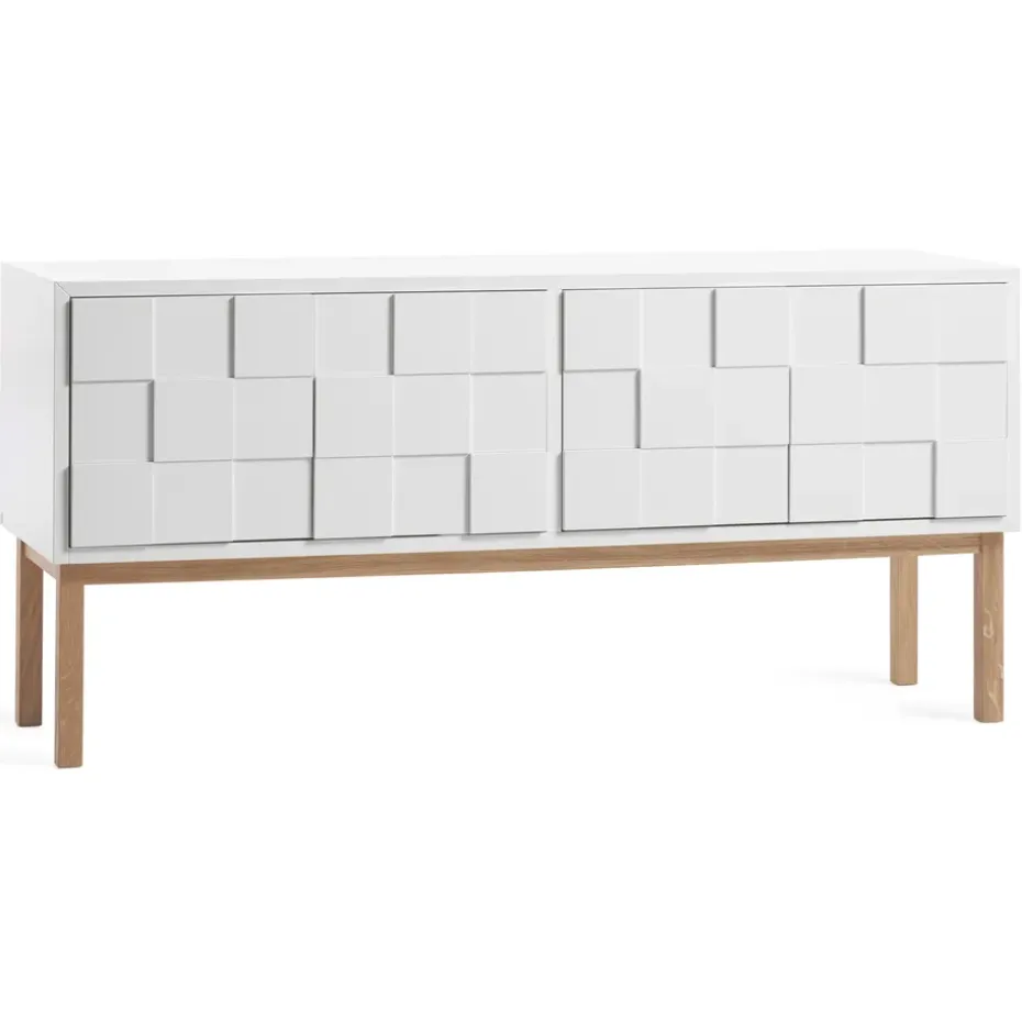 Mueble TV con patas Collect 2010, roble aceitado blanco