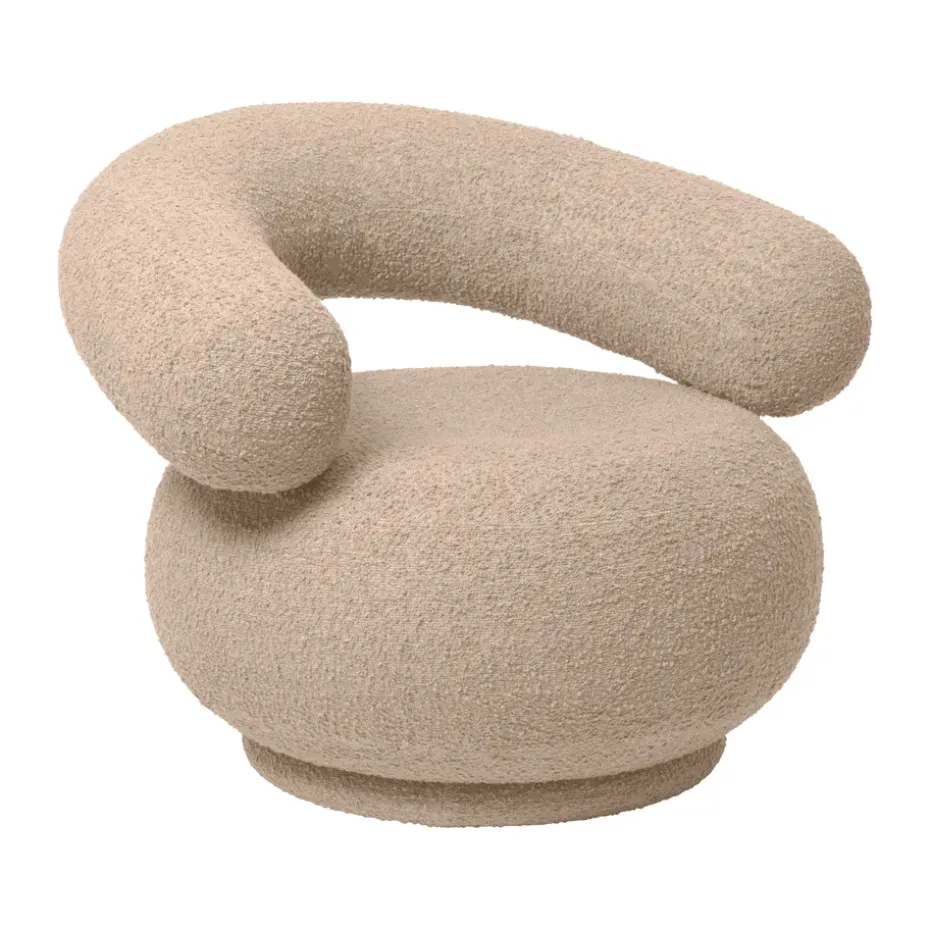 Orbo Lounge chair, Raw bouclé - Natural