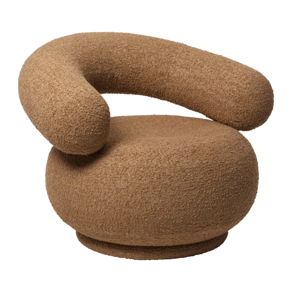 Orbo Lounge chair, Raw bouclé - Tan