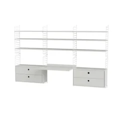 Panel de pared String, Blanco, 75x30 cm, paquete de 2