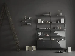 Panel de pared String, Gris oscuro, 50x30 cm, paquete de 1