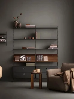 Panel de pared String, Gris oscuro, 50x30 cm, paquete de 1