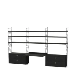 Panel de pared String, Negro, 75x30 cm, paquete de 2