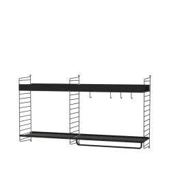 Panel de pared String, Negro, 75x30 cm, paquete de 2