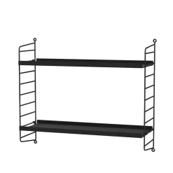 Panel de pared String, Negro, 50x20 cm, paquete de 2