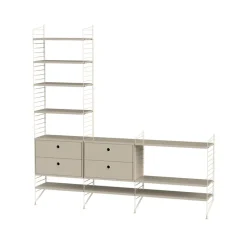 Panel de suelo String, Beige, 200x30 cm, paquete de 2