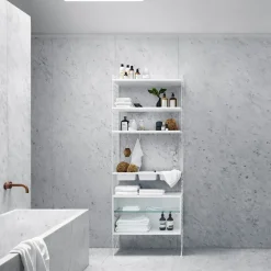 Panel de suelo String, Blanco, 200x30 cm, paquete de 2