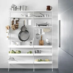 Panel de suelo String, Blanco, 200x30 cm, paquete de 2