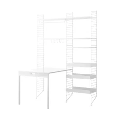 Panel de suelo String, Blanco, 200x30 cm, paquete de 2