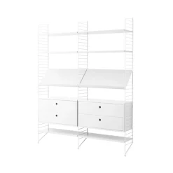 Panel de suelo String, Blanco, 200x30 cm, paquete de 2