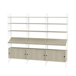 Panel de suelo String, Blanco, 200x30 cm, paquete de 2