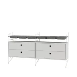 Panel de suelo String, Blanco, 85x30 cm, paquete de 2