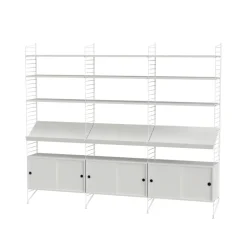 Panel de suelo String, Blanco, 200x30 cm, paquete de 2