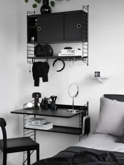 Panel de suelo String, Negro, 85x30 cm, paquete de 2