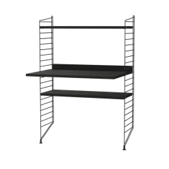 Panel de suelo String, Negro, 115x30 cm, paquete de 2