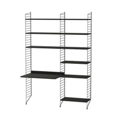 Panel de suelo String, Negro, 200x30 cm, paquete de 2